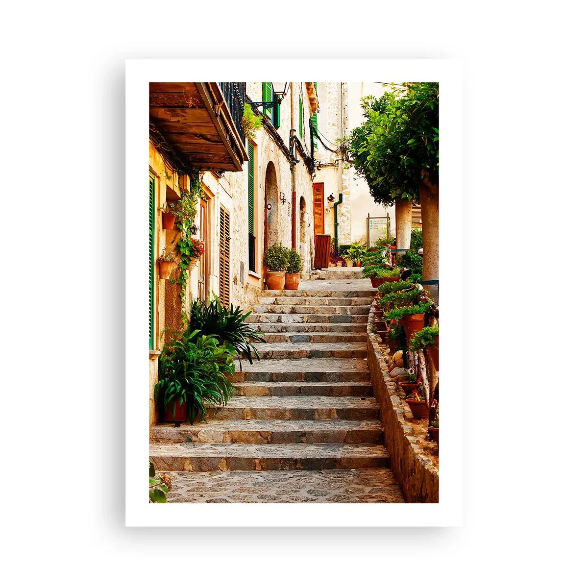 Plakat - Urok śródziemnomorskiej uliczki - 50x70cm - Czar hiszpańskich wakacji - Nowoczesna dekoracja ścienna do salonu, kuchni i sypialni ARTTOR