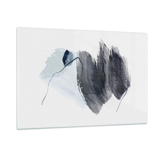 Obraz na szkle - Abstrakcyjna kompozycja w odcieniach granatu i szarości - 120x80cm - Intensywność i ruch - Nowoczesna dekoracja ścienna do salonu, kuchni i sypialni ARTTOR