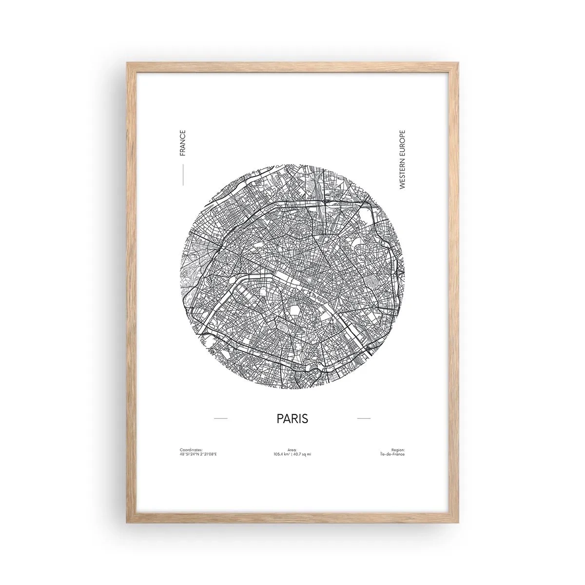Plakat w ramie jasny dąb - Anatomia Paryża - 50x70 cm