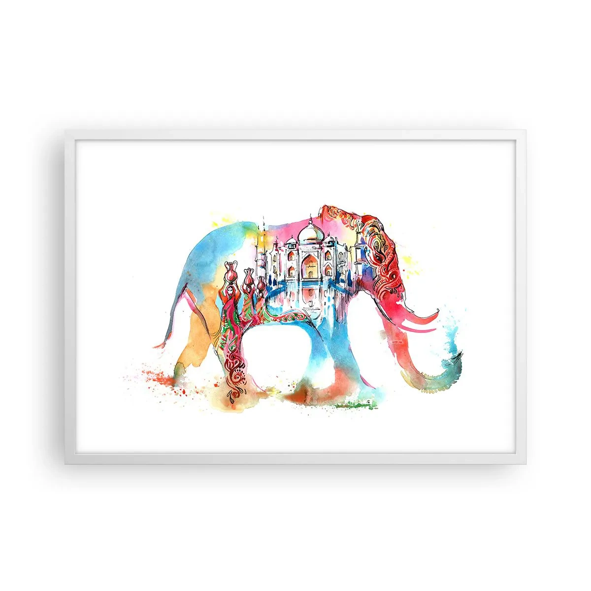 Plakat w białej ramie - Indie - aura miłości - 70x50 cm