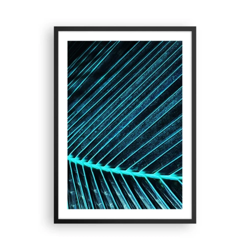 Plakat w czarnej ramie - Abstrakcyjna struktura liścia w neonowych barwach - 50x70cm - Faktura zieleni - Nowoczesna dekoracja ścienna do salonu i sypialni ARTTOR