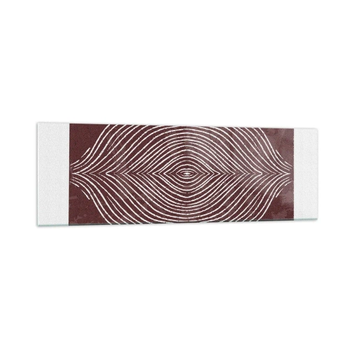 Obraz na szkle - Symetryczne fale w białych liniach na brązowym tle - 160x50cm - Przestrzeń mówi - Nowoczesna dekoracja ścienna do salonu i sypialni ARTTOR