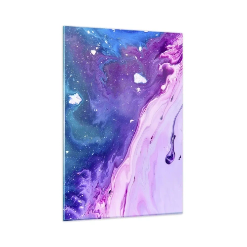Obraz na szkle - Abstrakcja w kolorach fioletu i turkusu inspirowana kontrastami - 80x120cm - Yin i yang - Nowoczesna dekoracja ścienna do salonu i sypialni ARTTOR
