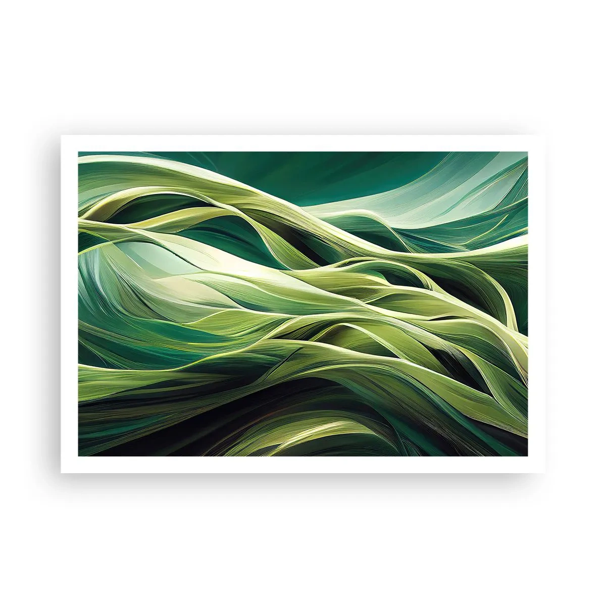 Plakat - Dynamiczne linie w odcieniach zieleni - 100x70cm - Abstrakcyjna gra w zielone - Nowoczesna dekoracja ścienna do salonu i sypialni ARTTOR