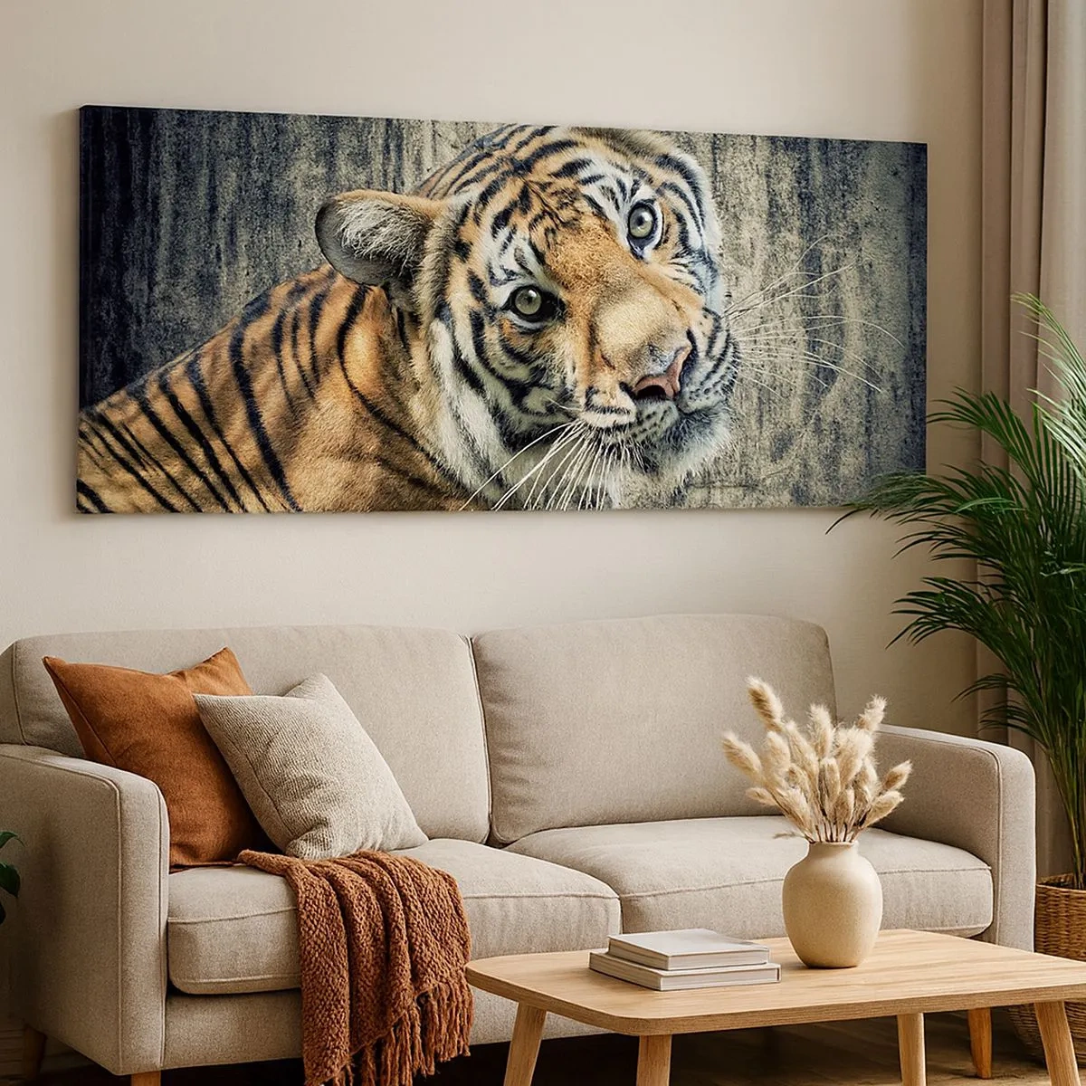 Obraz na płótnie - Portret w strugach światła - 100x40 cm