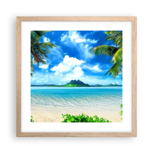 Plakat w ramie jasny dąb - Lazur tropików - 40x40 cm