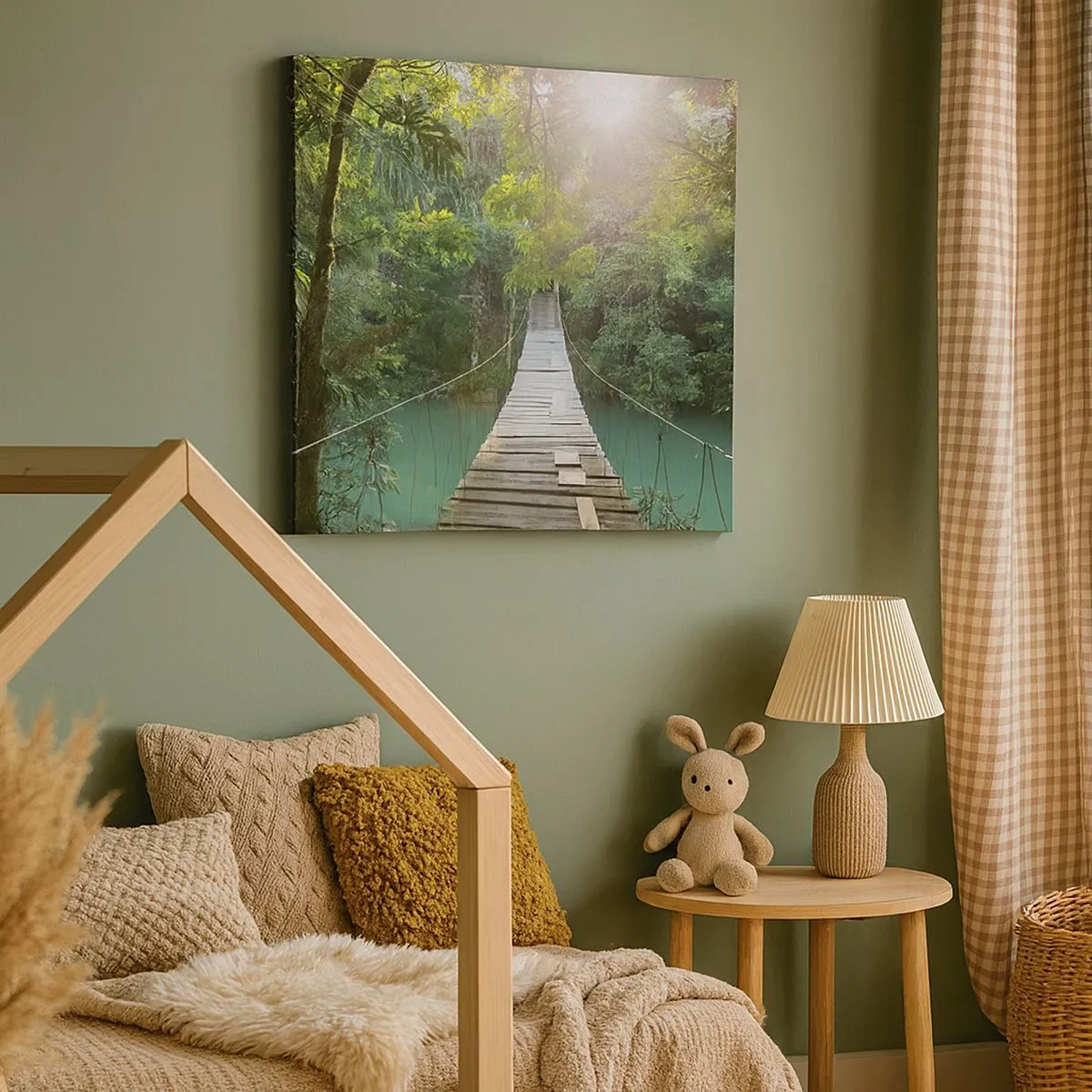 Obraz na płótnie - Nad lazurową wodą do lazurowego lasu - 30x30 cm