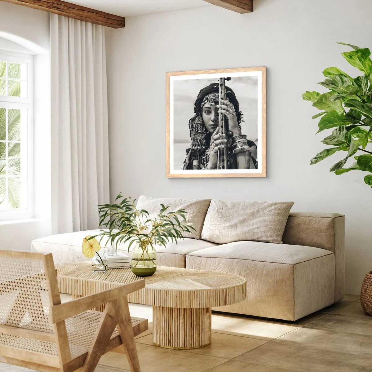 Plakat w ramie jasny dąb - Sama muzyka orientu - 30x30 cm