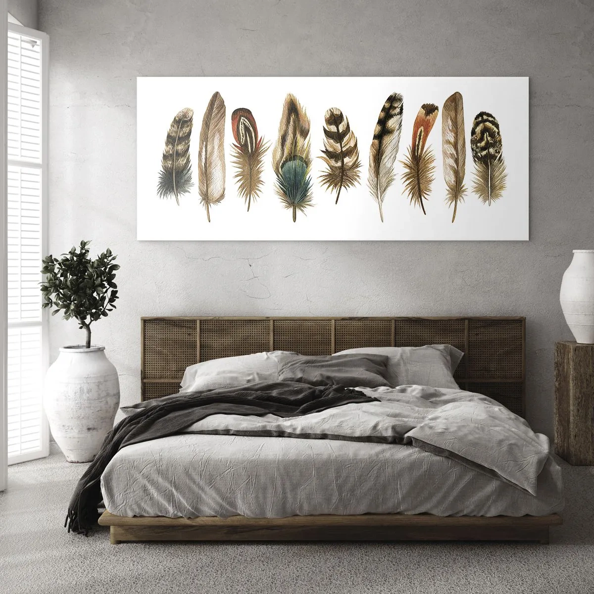 Obraz na szkle - Pierzasta wariacja - 100x40 cm