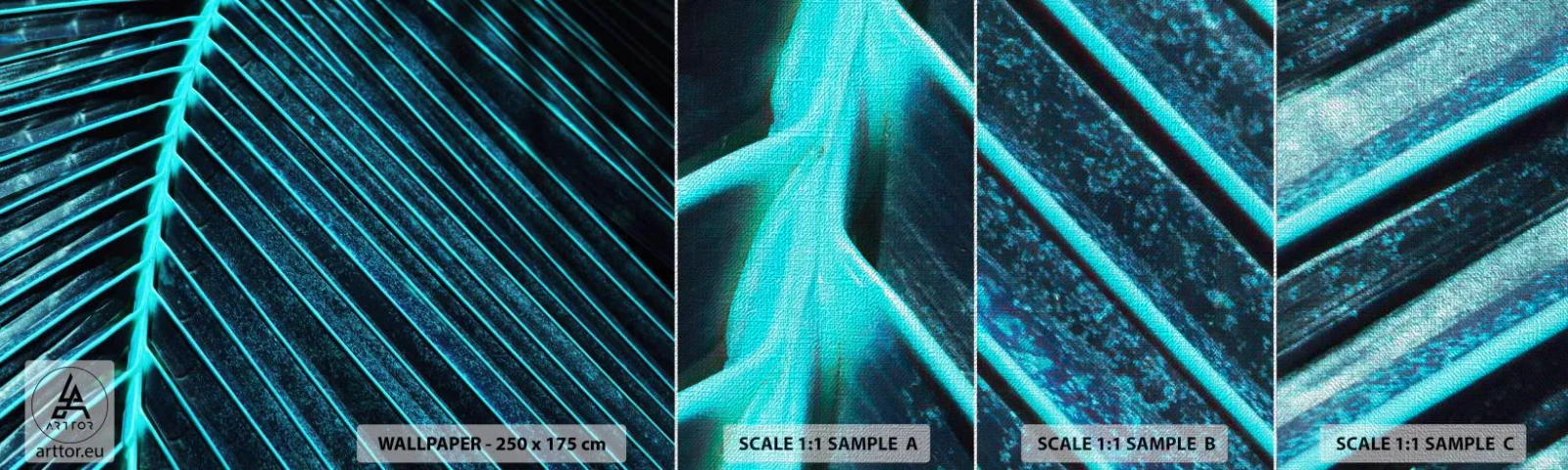 Fototapeta Próbka Premium Canvas - Faktura zieleni - Liść, Makro, Tropikalny - 100x30 cm