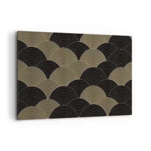 Obraz na płótnie - Wzór w stylu art deco z półokręgami i złotymi liniami - 120x80cm - Jedność w wielości - Nowoczesna dekoracja ścienna do salonu, kuchni i sypialni ARTTOR