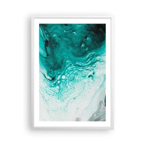 Plakat w białej ramie - Rozpłynąć się w bieli i turkusie - 50x70 cm