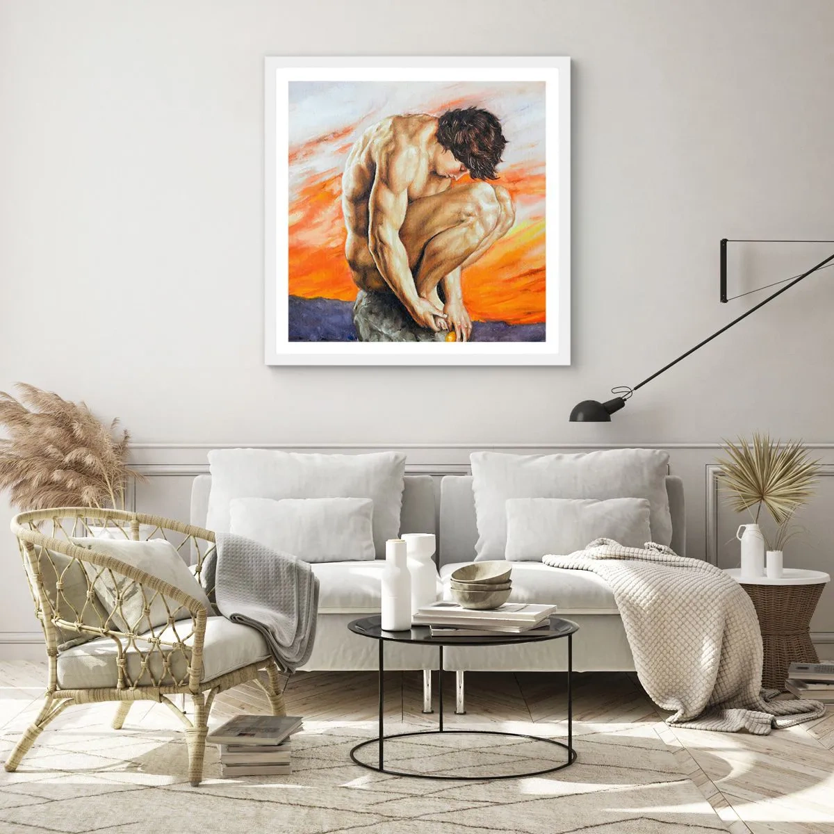 Plakat w białej ramie - Zatopiony w sobie - 60x60 cm