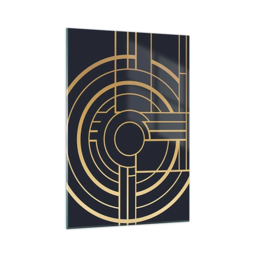 Obraz na szkle - Geometryczny wzór z liniami w złotym kolorze - 70x100cm - Obroty rzeczy - Nowoczesna dekoracja ścienna do salonu i sypialni ARTTOR