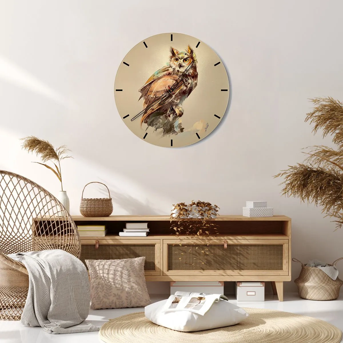Zegar ścienny - Najmądrzejsza sowa - potwierdzi dąbrowa - 40x40 cm