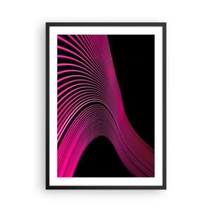 Plakat w czarnej ramie - Dynamiczne różowe linie na czarnym tle - 50x70cm - Aleja światła - Nowoczesna dekoracja ścienna do salonu i sypialni ARTTOR