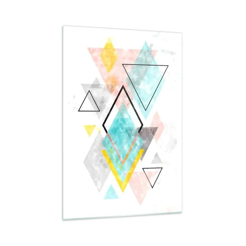 Obraz na szkle - Kolorowe geometryczne wzory na białym tle - 70x100cm - Igraszka geometryczna - Nowoczesna dekoracja ścienna do salonu i sypialni ARTTOR