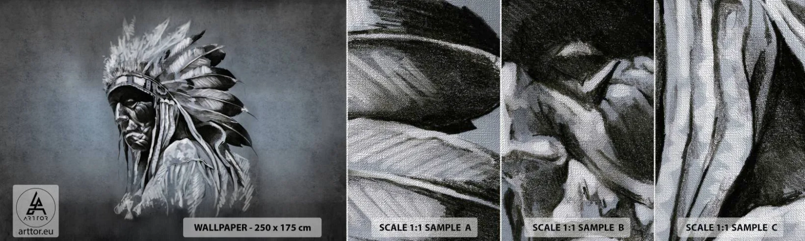 Fototapeta Próbka Premium Canvas - Powrót do korzeni - Indianin, Pióropusz, Mężczyzna - 100x30 cm