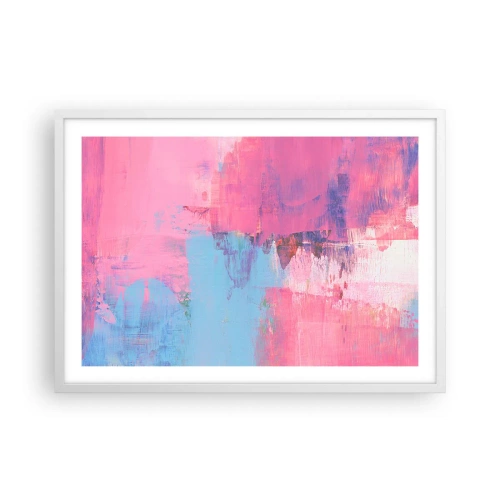 Plakat w białej ramie - Róż, błękit i szczypta światła - 70x50 cm