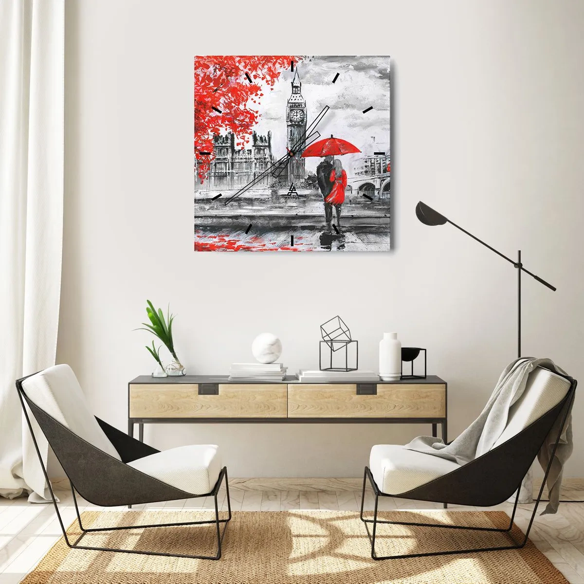 Zegar ścienny - Zakochani w Londynie - 40x40 cm