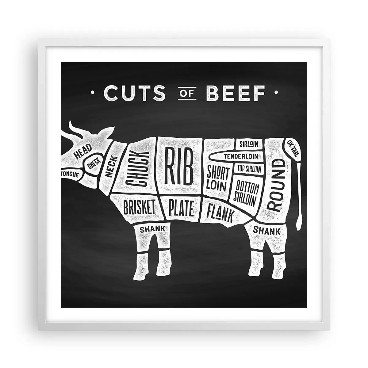 Plakat w białej ramie - Elementarz masarza - 60x60 cm