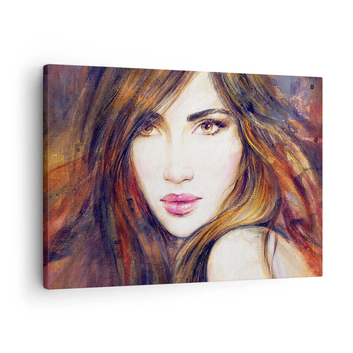 Obraz na płótnie - Portret kobiety w malarskim stylu - 70x50cm - Grosik za twoje myśli - Nowoczesna dekoracja ścienna do salonu i sypialni ARTTOR