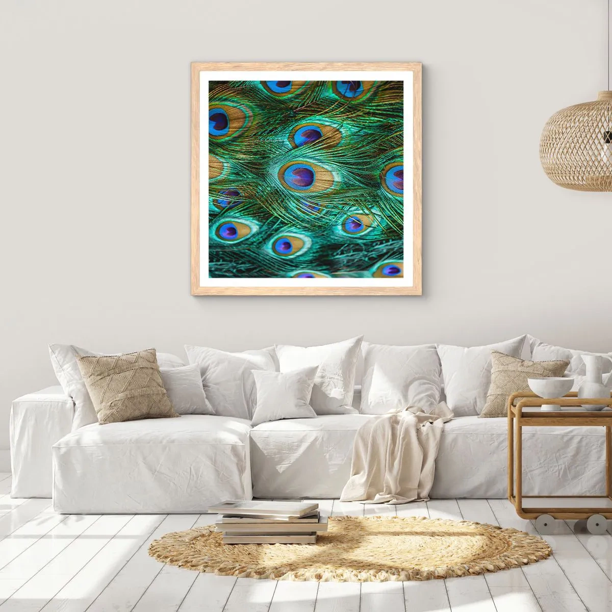 Plakat w ramie jasny dąb - Pawiookie spojrzenie - 30x30 cm