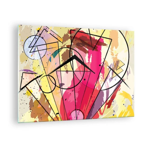 Obraz na szkle - Kolorowa abstrakcja z geometrycznymi wzorami i liniami - 70x50cm - Eksplozja - Nowoczesna dekoracja ścienna do salonu i sypialni ARTTOR
