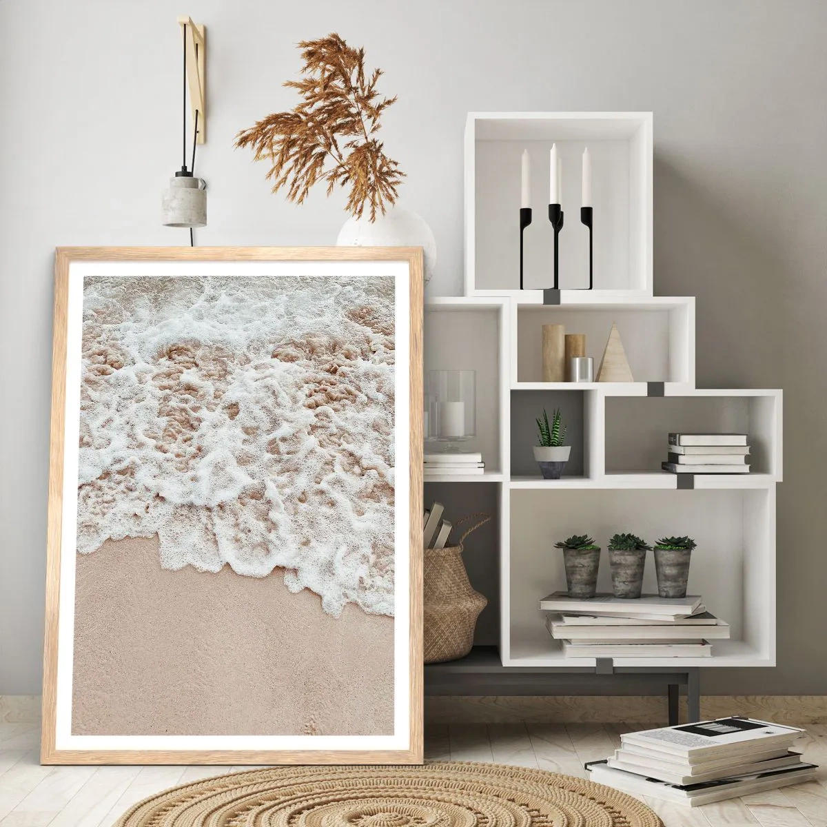 Plakat w ramie jasny dąb - Zaraz wracam - 50x70 cm