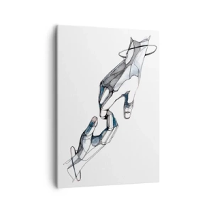 Obraz na płótnie - Abstrakcyjne dłonie w nowoczesnym stylu na białym tle - 50x70cm - Dobry gest - Nowoczesna dekoracja ścienna do salonu, kuchni i sypialni ARTTOR