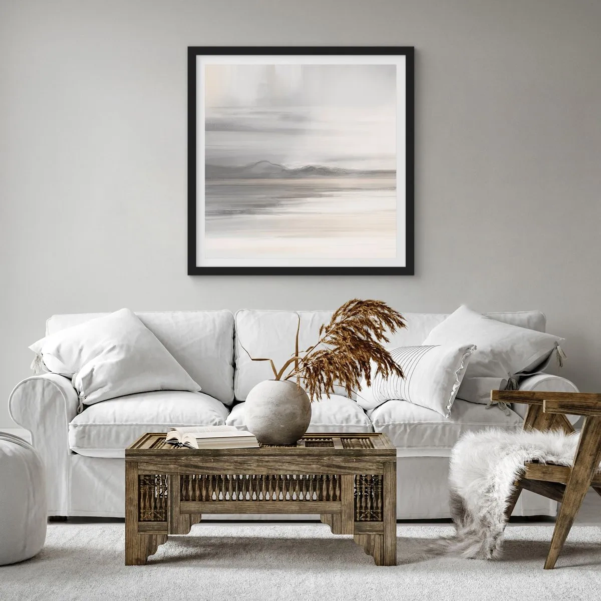 Plakat w czarnej ramie - Zamyślona dal - 50x50 cm