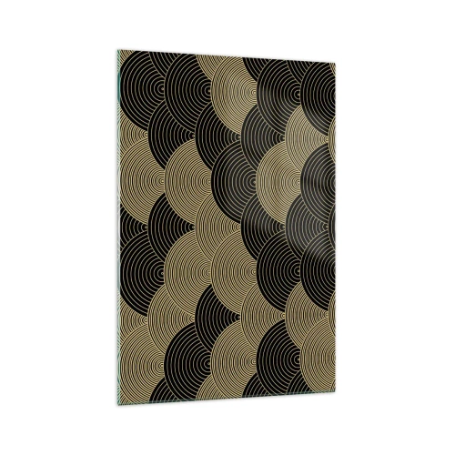 Obraz na szkle - Wzór w stylu art deco z półokręgami i złotymi liniami - 70x100cm - Jedność w wielości - Nowoczesna dekoracja ścienna do salonu i sypialni ARTTOR