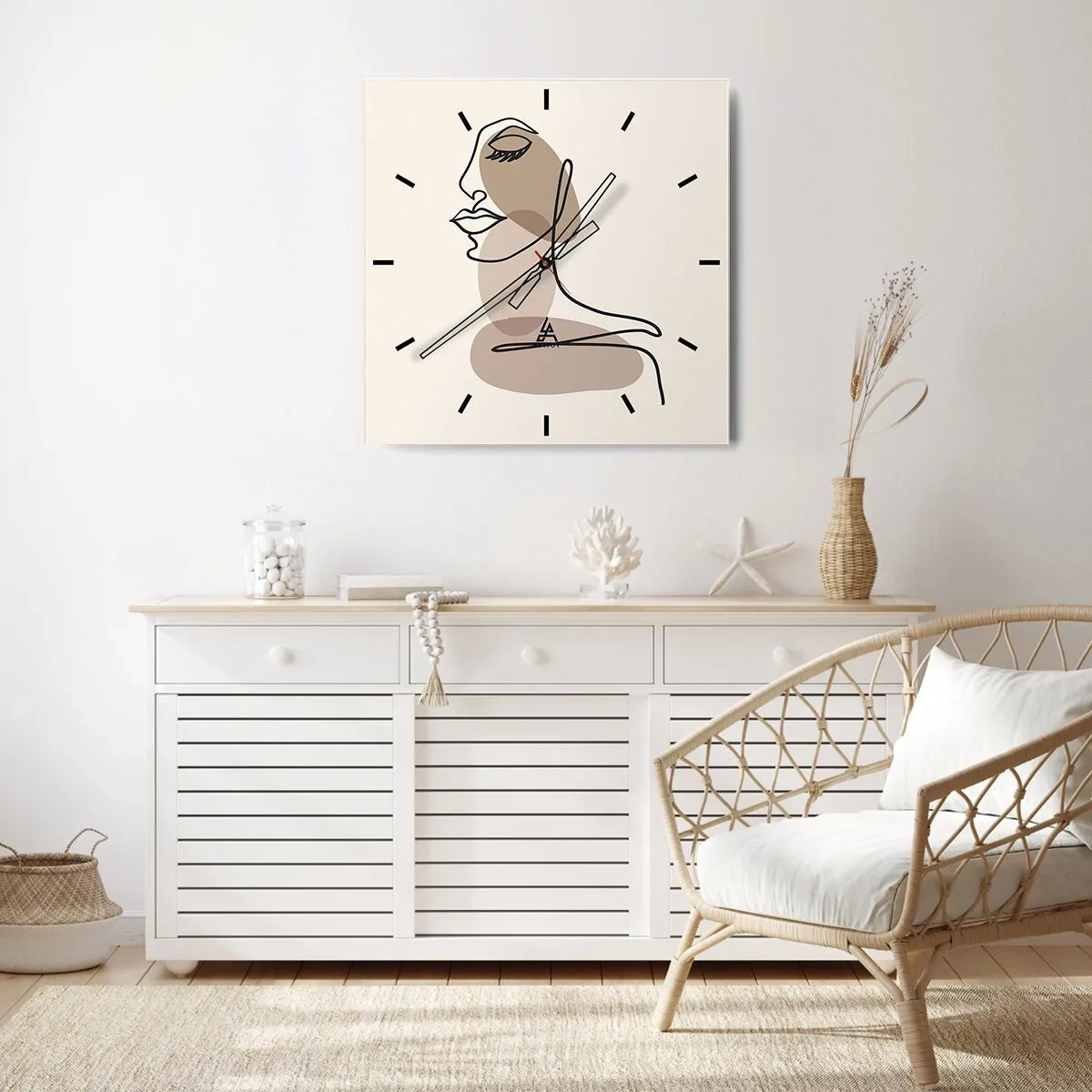 Zegar ścienny - Zasłuchana w siebie - 40x40 cm