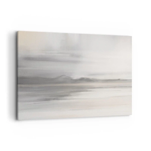 Obraz na płótnie - Subtelny pejzaż w odcieniach szarości i beżu - 120x80cm - Zamyślona dal - Nowoczesna dekoracja ścienna do salonu, kuchni i sypialni ARTTOR