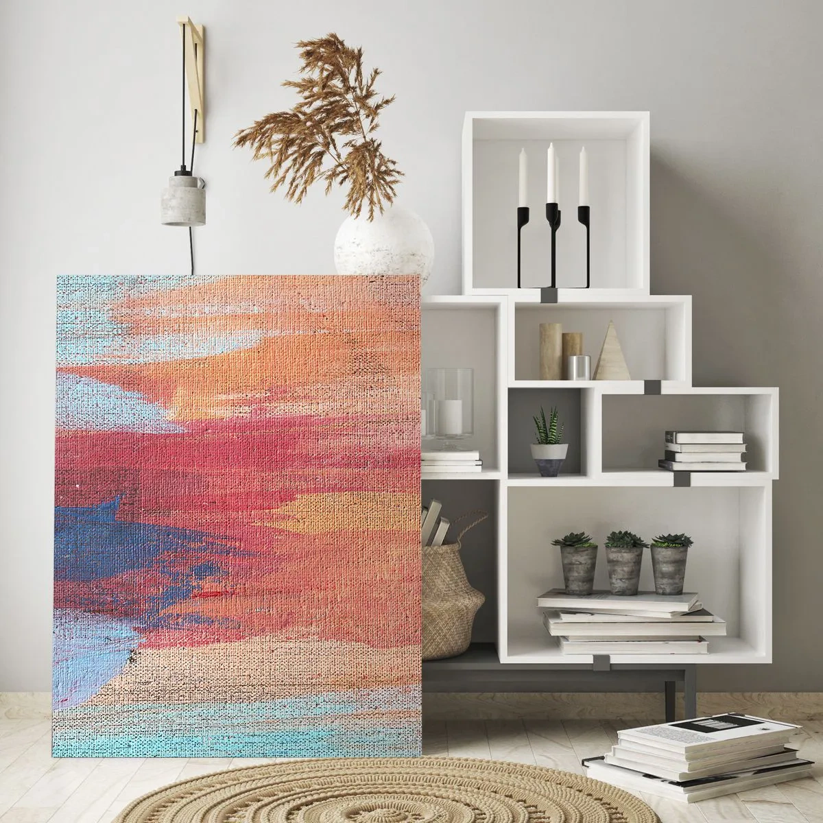 Obraz na szkle - Kolorowe abstrakcyjne pociągnięcia pędzla - 80x120cm - Spłynąć tęczą - Nowoczesna dekoracja ścienna do salonu i sypialni ARTTOR