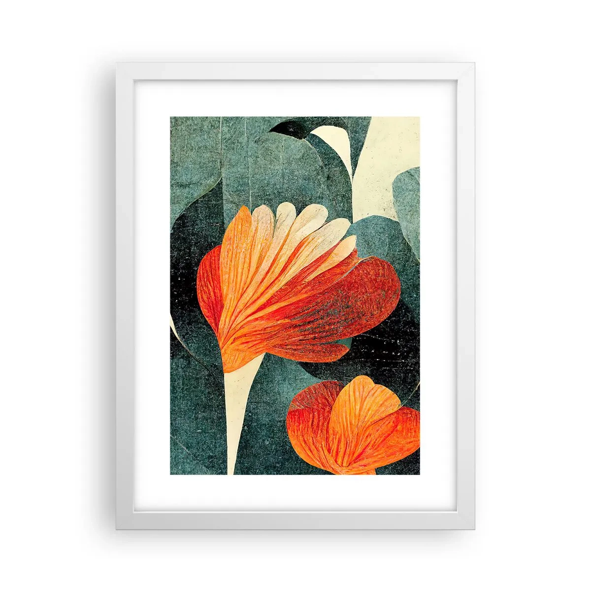Plakat w białej ramie - Żar tropików i chłód zieleni - 30x40 cm