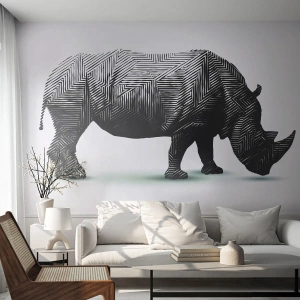 Fototapeta Premium Canvas - Geometryczne piękno natury - Zwierzęta, Nosorożec, Grafika - 250x175 cm