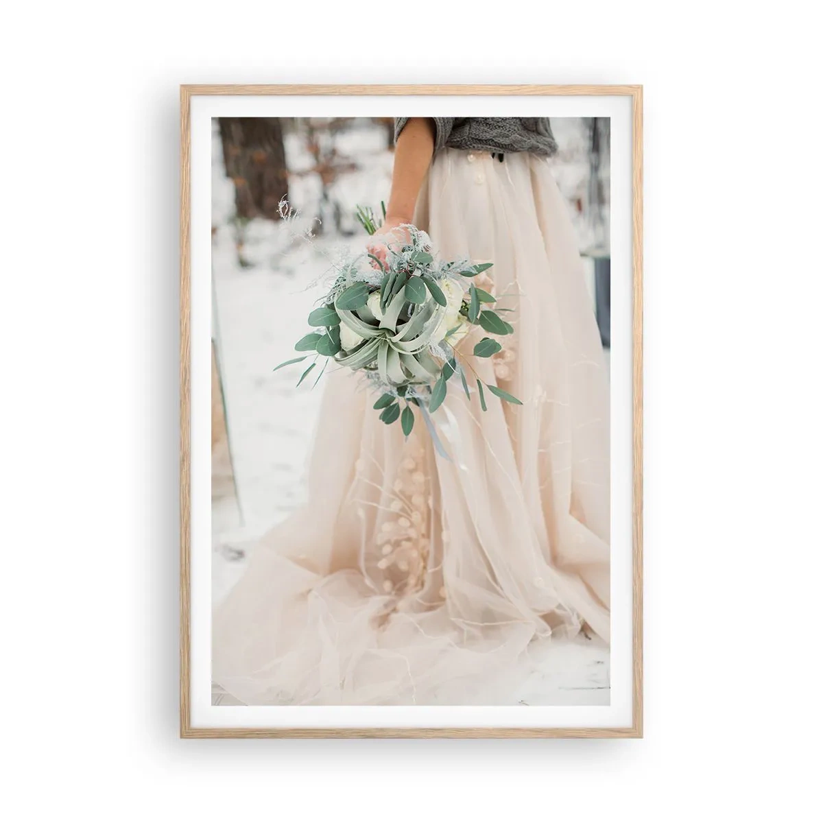 Plakat w ramie jasny dąb - I żyli długo i szczęśliwie - 70x100 cm