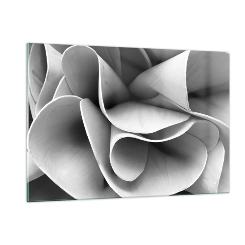 Obraz na szkle - Czarno-białe zbliżenie na abstrakcyjne, spiralne formy - 120x80cm - Dzieje się w przestrzeni - Nowoczesna dekoracja ścienna do salonu, kuchni i sypialni ARTTOR