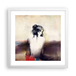 Plakat w białej ramie - Łagodne linie, owalne kształty - 40x40 cm