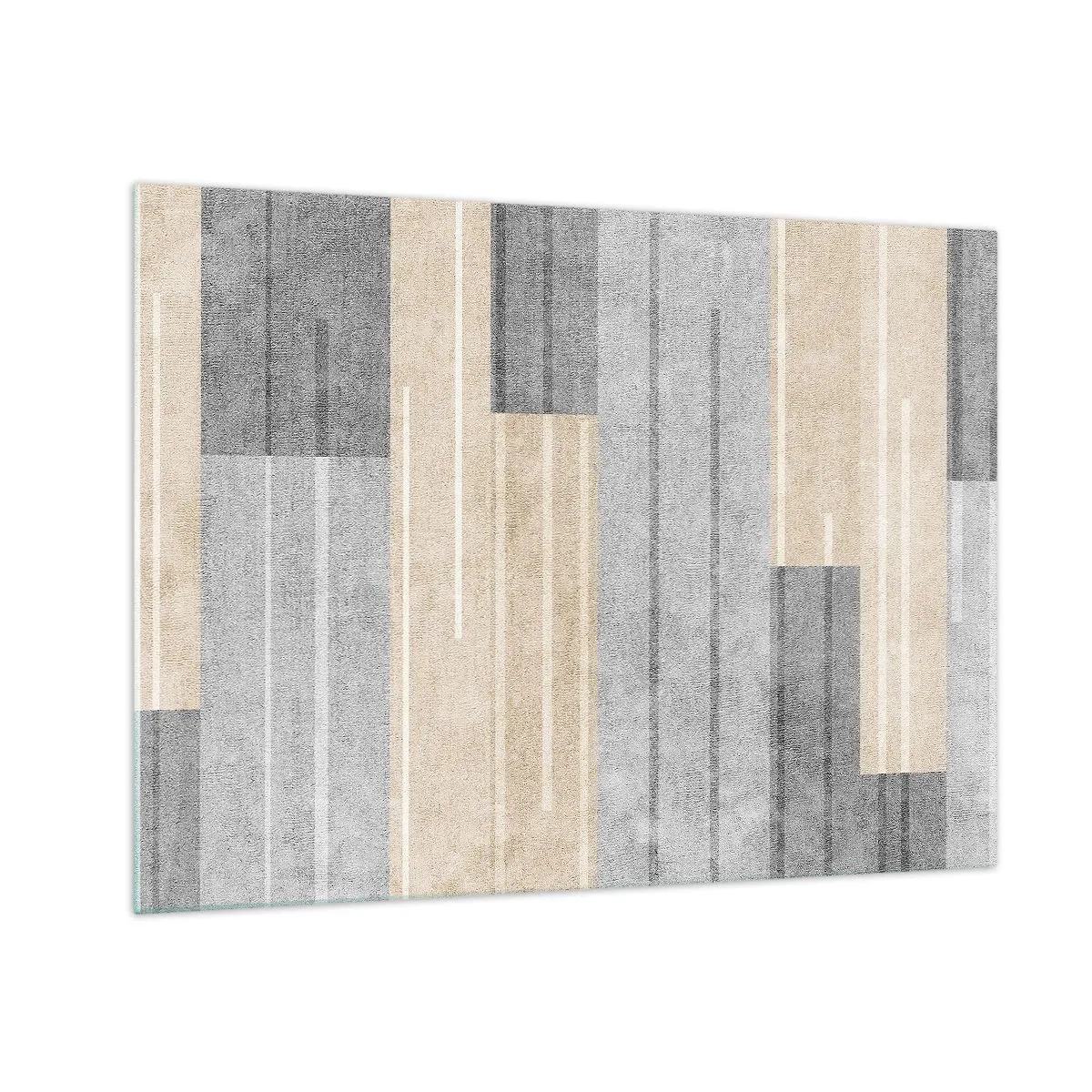 Obraz na szkle - Geometryczne pasy w odcieniach szarości i beżu - 70x50cm - Kompozycja: trzymać pion - Nowoczesna dekoracja ścienna do salonu i sypialni ARTTOR