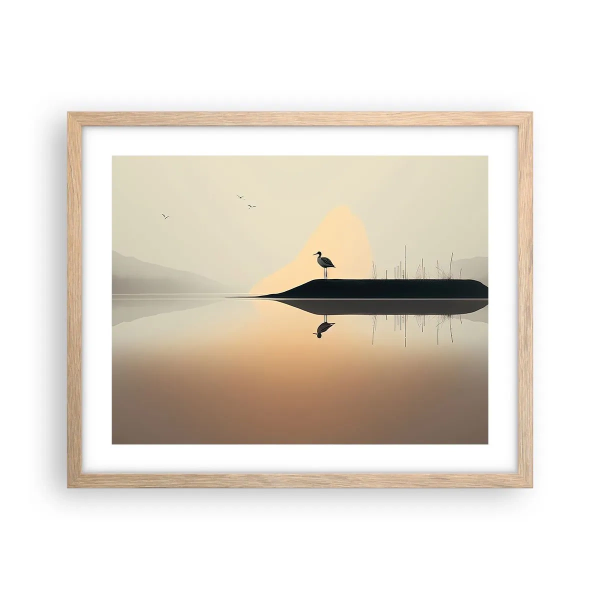 Plakat w ramie jasny dąb - Pan na jeziorze - 50x40 cm