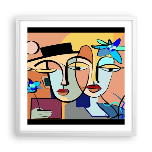 Plakat w białej ramie - Picassowskie randez vous - 50x50 cm