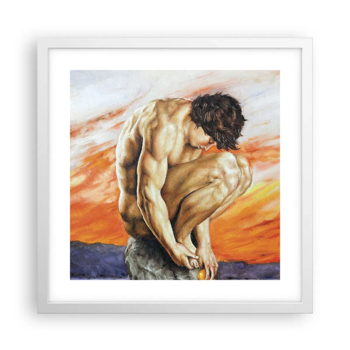 Plakat w białej ramie - Zatopiony w sobie - 40x40 cm