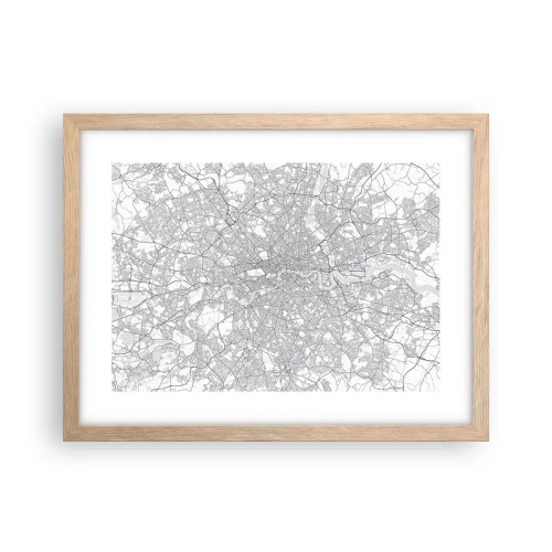 Plakat w ramie jasny dąb - Mapa londyńskiego labiryntu - 40x30 cm