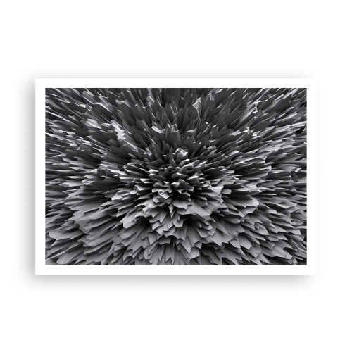 Plakat - Abstrakcyjna struktura w odcieniach szarości - 100x70cm - Już ostrzej się nie da - Nowoczesna dekoracja ścienna do salonu i sypialni ARTTOR