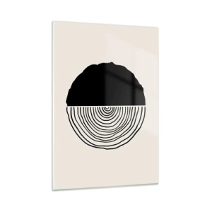 Obraz na szkle - Minimalistyczna grafika przekroju pnia drzewa w dwóch połowach - 50x70cm - Pół na pół - Nowoczesna dekoracja ścienna do salonu, kuchni i sypialni ARTTOR