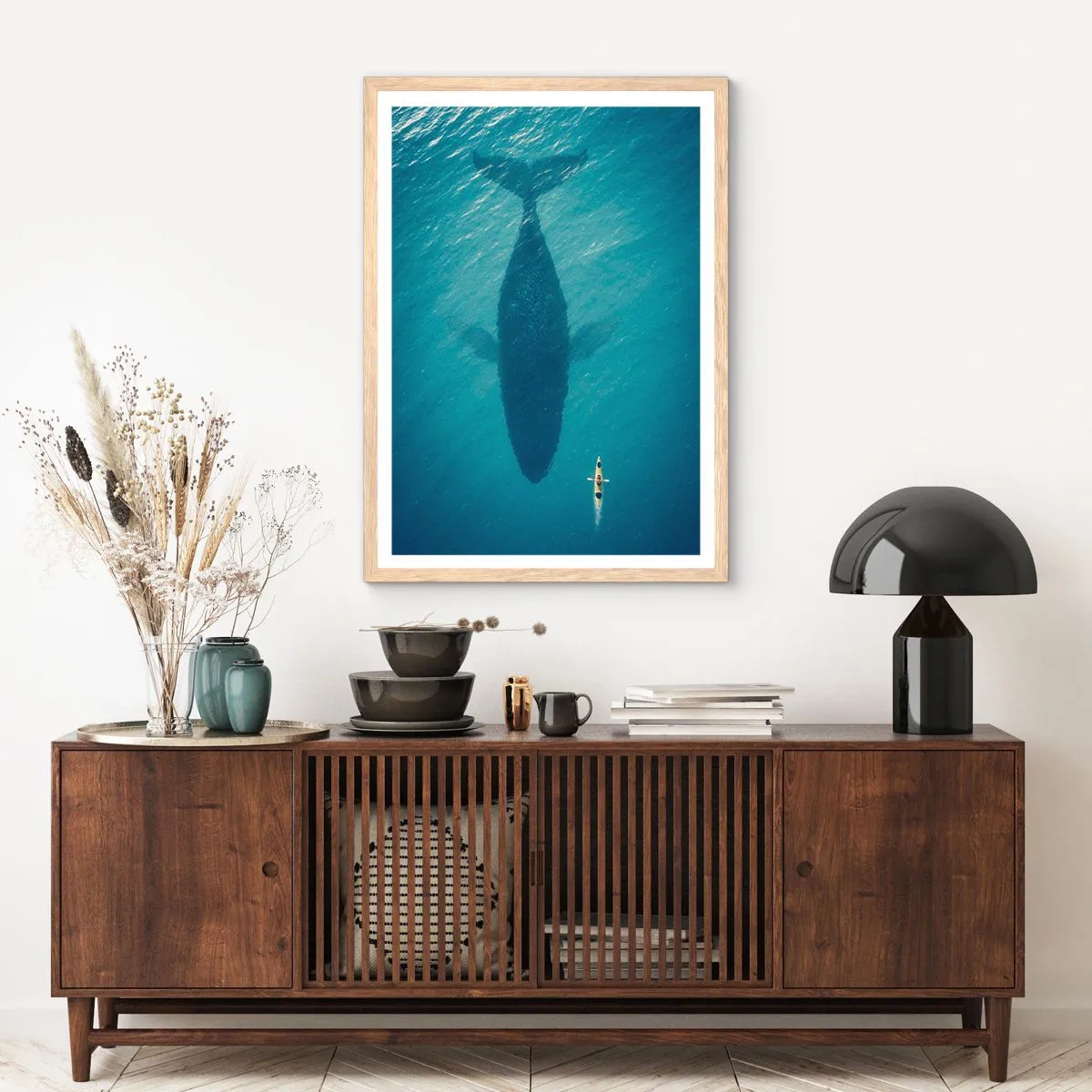 Plakat w ramie jasny dąb - Spotkanie na oceanie - 70x100 cm