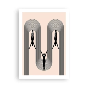 Plakat - Minimalistyczne sylwetki w geometrycznej kompozycji - 50x70cm - Do góry nogami - Nowoczesna dekoracja ścienna do salonu, kuchni i sypialni ARTTOR