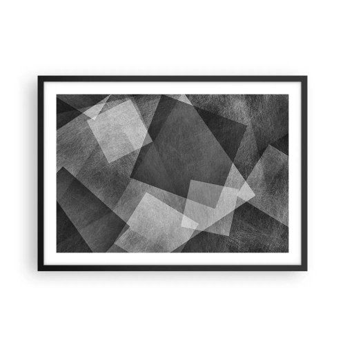Plakat w czarnej ramie - Czarno-biała abstrakcja z geometrycznymi kształtami - 70x50cm - Odwieczny symbol trwałości i porządku - Nowoczesna dekoracja ścienna do salonu i sypialni ARTTOR